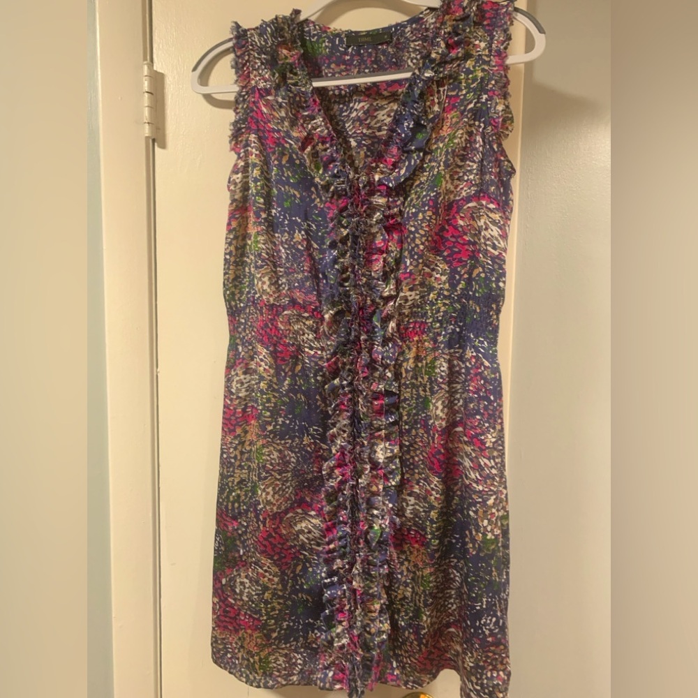 Beautifully multicolored satin dress, size M.
